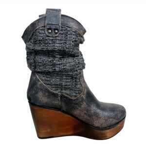 BED STU BRUGES SLOUCHY LEATHER KNIT BOOTIES SIZE 10